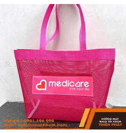 May túi lưới màu hồng sen nhãn hàng medicare