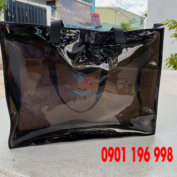 Xưởng may túi nhựa PVC trong suốt màu đen giá rẻ