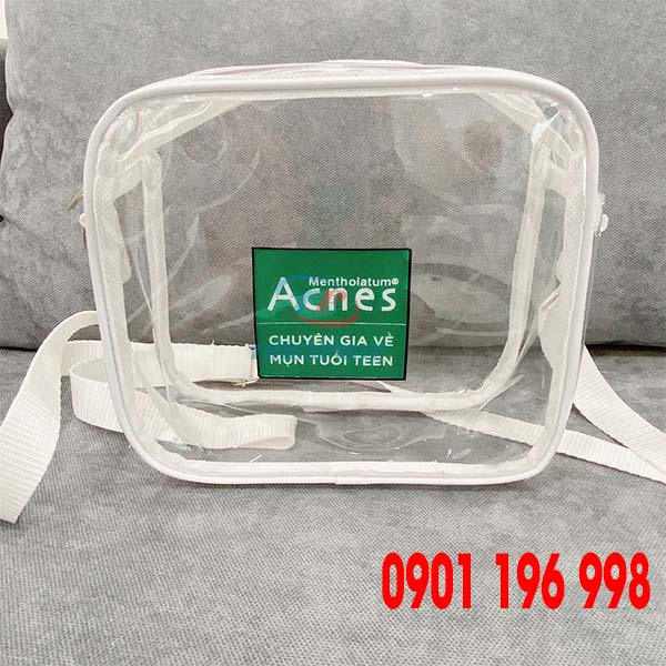 Xưởng may túi đeo chéo trong suốt PVC in logo