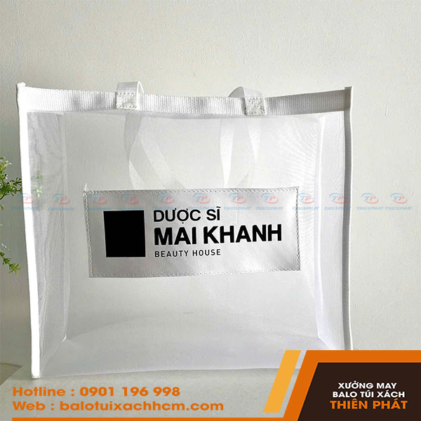 May túi lưới shopping màu trắng
